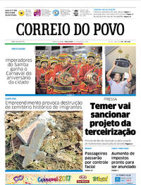 Capa do jornal Correio do Povo 28/03/2017