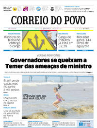 Capa do jornal Correio do Povo 28/12/2017