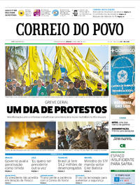 Capa do jornal Correio do Povo 29/04/2017