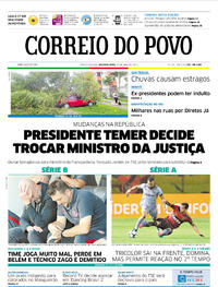 Capa do jornal Correio do Povo 29/05/2017