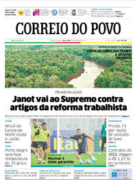 Capa do jornal Correio do Povo 29/08/2017