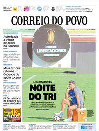 Capa do jornal Correio do Povo 29/11/2017