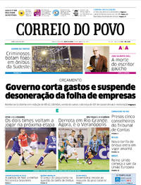 Capa do jornal Correio do Povo 30/03/2017