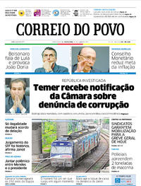 Capa do jornal Correio do Povo 30/06/2017