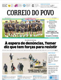 Capa do jornal Correio do Povo 30/08/2017