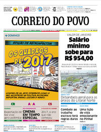 Capa do jornal Correio do Povo 30/12/2017