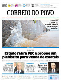 Capa do jornal Correio do Povo 31/05/2017