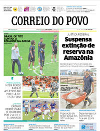 Capa do jornal Correio do Povo 31/08/2017