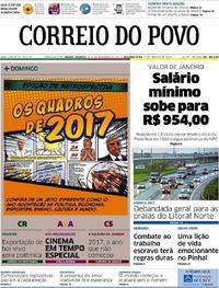 Capa do jornal Correio do Povo 31/12/2017