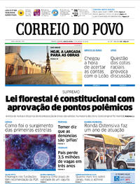 Capa do jornal Correio do Povo 01/03/2018
