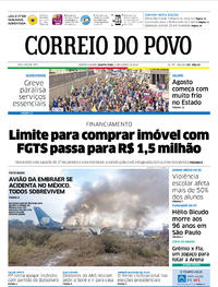 Capa do jornal Correio do Povo 01/08/2018