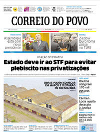 Capa do jornal Correio do Povo 02/02/2018
