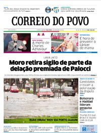 Capa do jornal Correio do Povo 02/10/2018