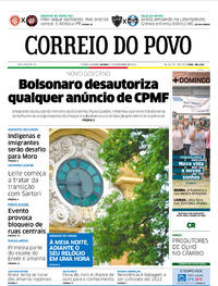 Capa do jornal Correio do Povo 03/11/2018