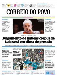 Capa do jornal Correio do Povo 04/04/2018