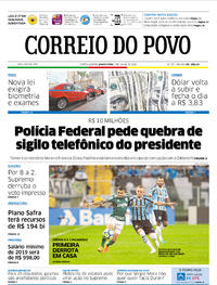 Capa do jornal Correio do Povo 07/06/2018