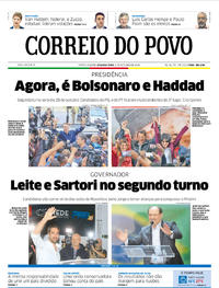 Capa do jornal Correio do Povo 08/10/2018