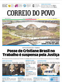 Capa do jornal Correio do Povo 09/01/2018