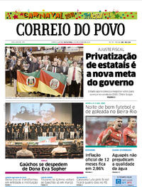Capa do jornal Correio do Povo 09/02/2018