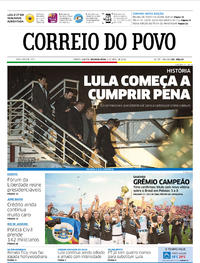Capa do jornal Correio do Povo 09/04/2018