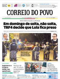 Capa do jornal Correio do Povo 09/07/2018