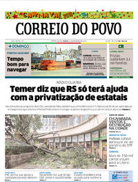 Capa do jornal Correio do Povo 10/02/2018