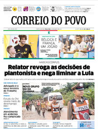 Capa do jornal Correio do Povo 10/07/2018