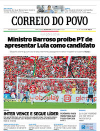 Capa do jornal Correio do Povo 10/09/2018