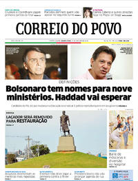 Capa do jornal Correio do Povo 10/10/2018