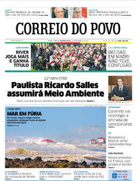 Capa do jornal Correio do Povo 10/12/2018