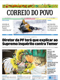 Capa do jornal Correio do Povo 12/02/2018