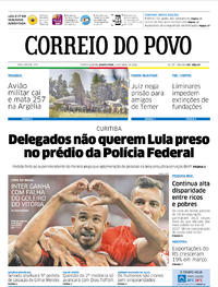 Capa do jornal Correio do Povo 12/04/2018