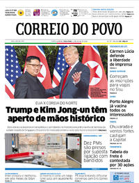 Capa do jornal Correio do Povo 12/06/2018