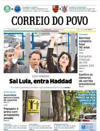 Capa do jornal Correio do Povo 12/09/2018