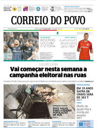 Capa do jornal Correio do Povo 13/08/2018
