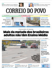 Capa do jornal Correio do Povo 13/09/2018