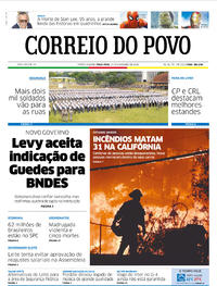Capa do jornal Correio do Povo 13/11/2018