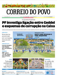 Capa do jornal Correio do Povo 14/02/2018