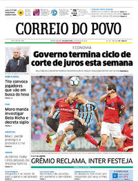 Capa do jornal Correio do Povo 14/05/2018