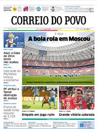 Capa do jornal Correio do Povo 14/06/2018