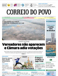 Capa do jornal Correio do Povo 14/07/2018