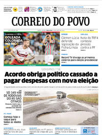 Capa do jornal Correio do Povo 14/08/2018