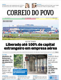 Capa do jornal Correio do Povo 14/12/2018