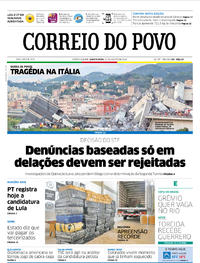 Capa do jornal Correio do Povo 15/08/2018