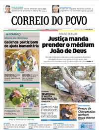 Capa do jornal Correio do Povo 15/12/2018