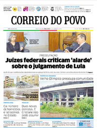 Capa do jornal Correio do Povo 16/01/2018