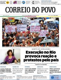 Capa do jornal Correio do Povo 16/03/2018