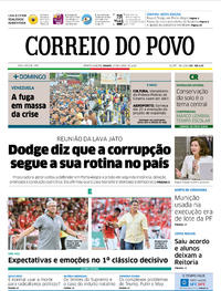 Capa do jornal Correio do Povo 17/03/2018