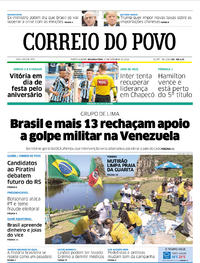 Capa do jornal Correio do Povo 17/09/2018