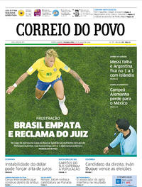 Capa do jornal Correio do Povo 18/06/2018